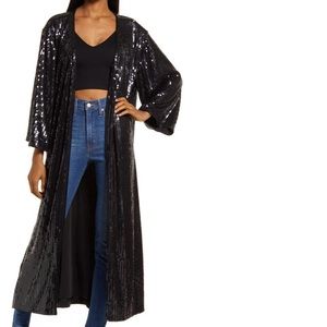 Sequin Long Kimono Robe-Good American